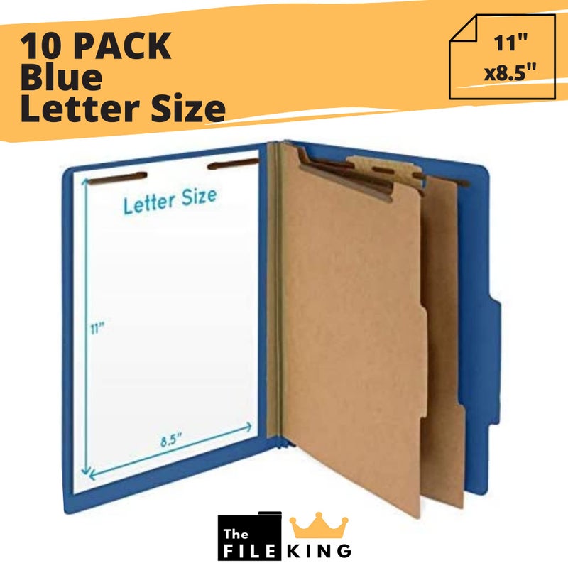 The File King Classification Folders 2 Dividers Letter Size - Light Green, 10 Pack | Pressboard Classification Folder | 2-Inch Expansion | Made in USA | Medical File Folders with Dividers and Prongs - Image 2